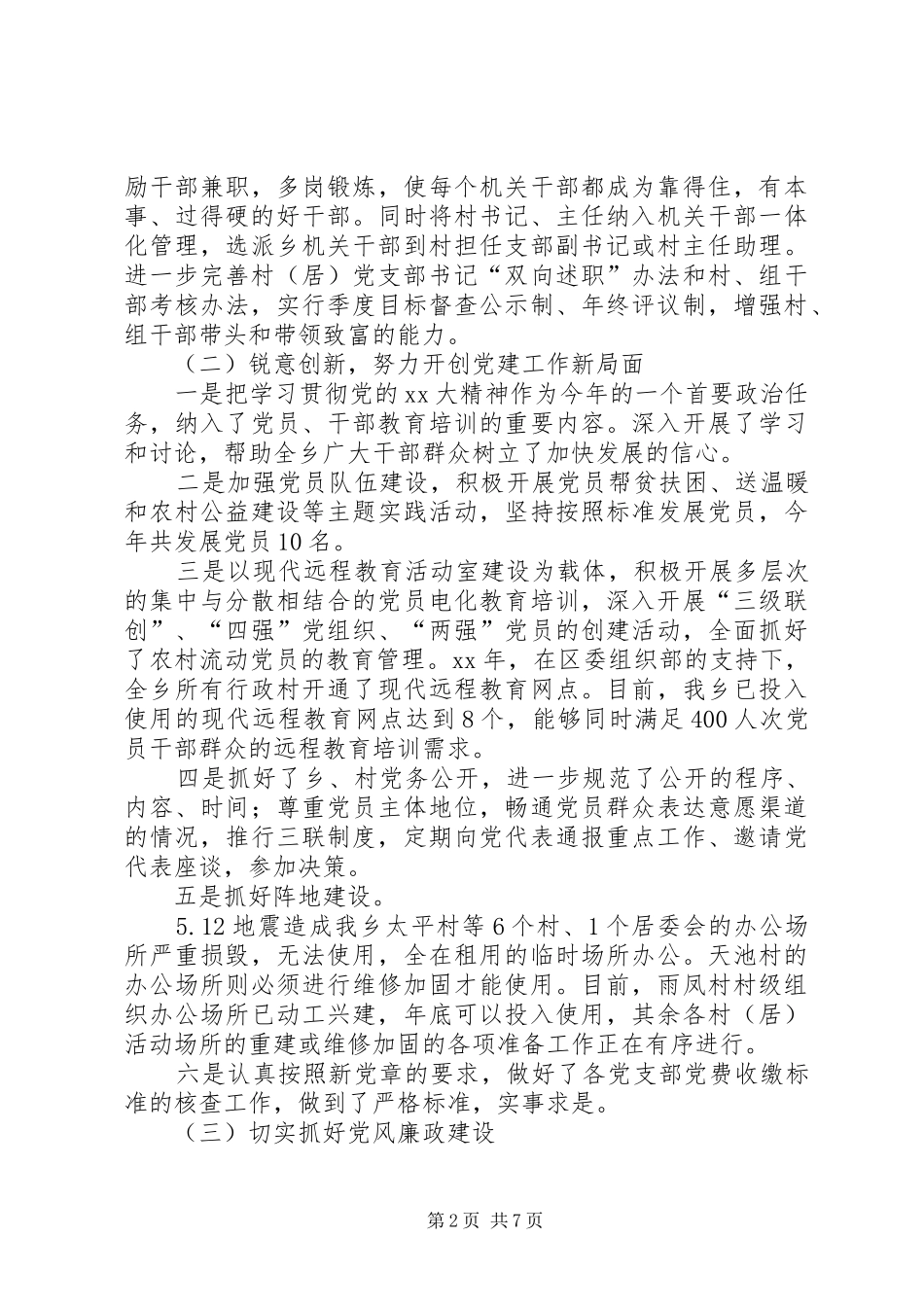 XX年乡政府工作自查报告_第2页