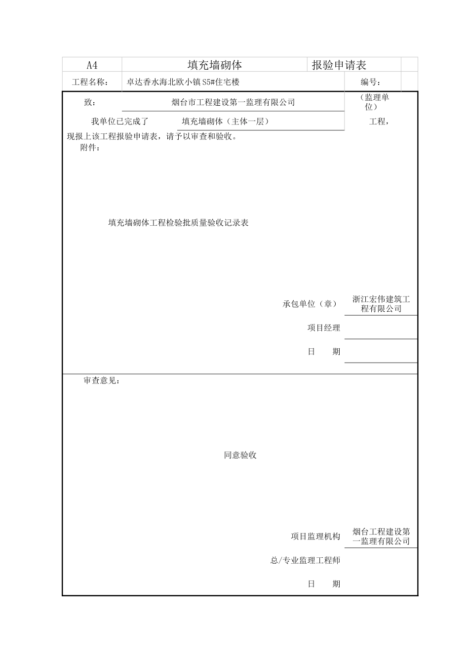 鲁JJ-146填充墙砌体工程检验批质量验收记录表_第1页