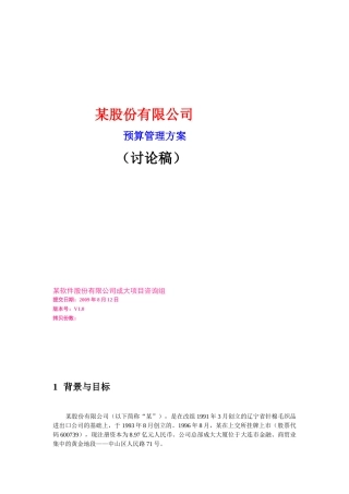 某股份预算管理方案