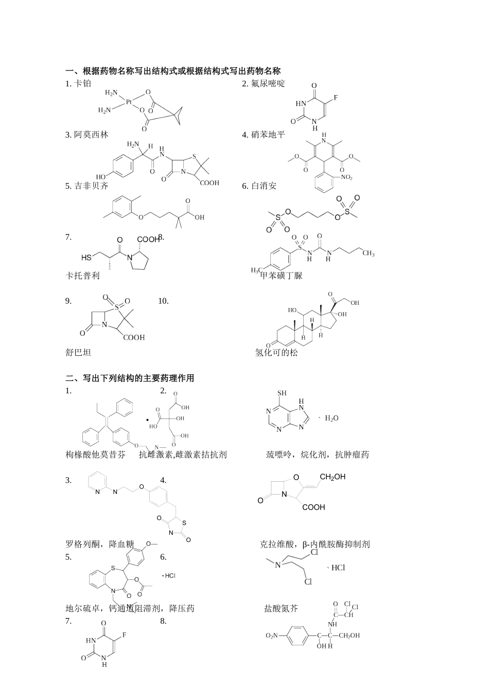 药学本科《药物化学》期考试题第2套答案_第1页