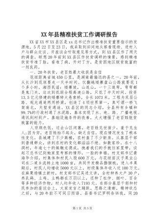 XX年县精准扶贫工作调研报告