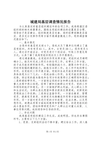 城建局基层调查情况报告