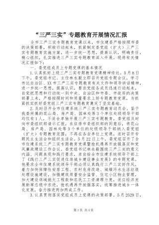 “三严三实”专题教育开展情况汇报