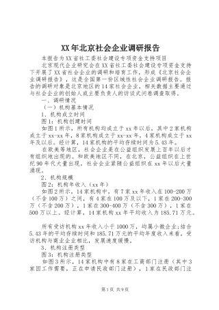 XX年北京社会企业调研报告