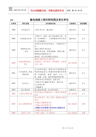 输电线路移交归档资料