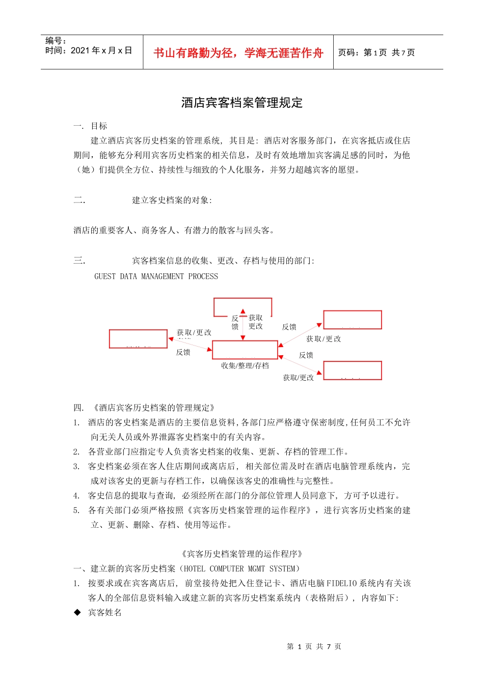 酒店宾客档案管理规范_第1页