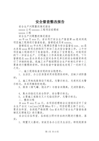 安全督查整改报告