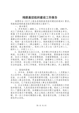 残联基层组织建设工作报告