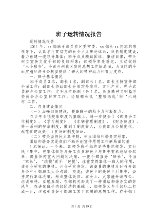 班子运转情况报告