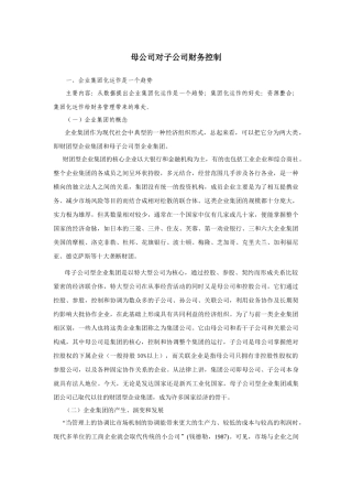 母公司对子公司财务控制