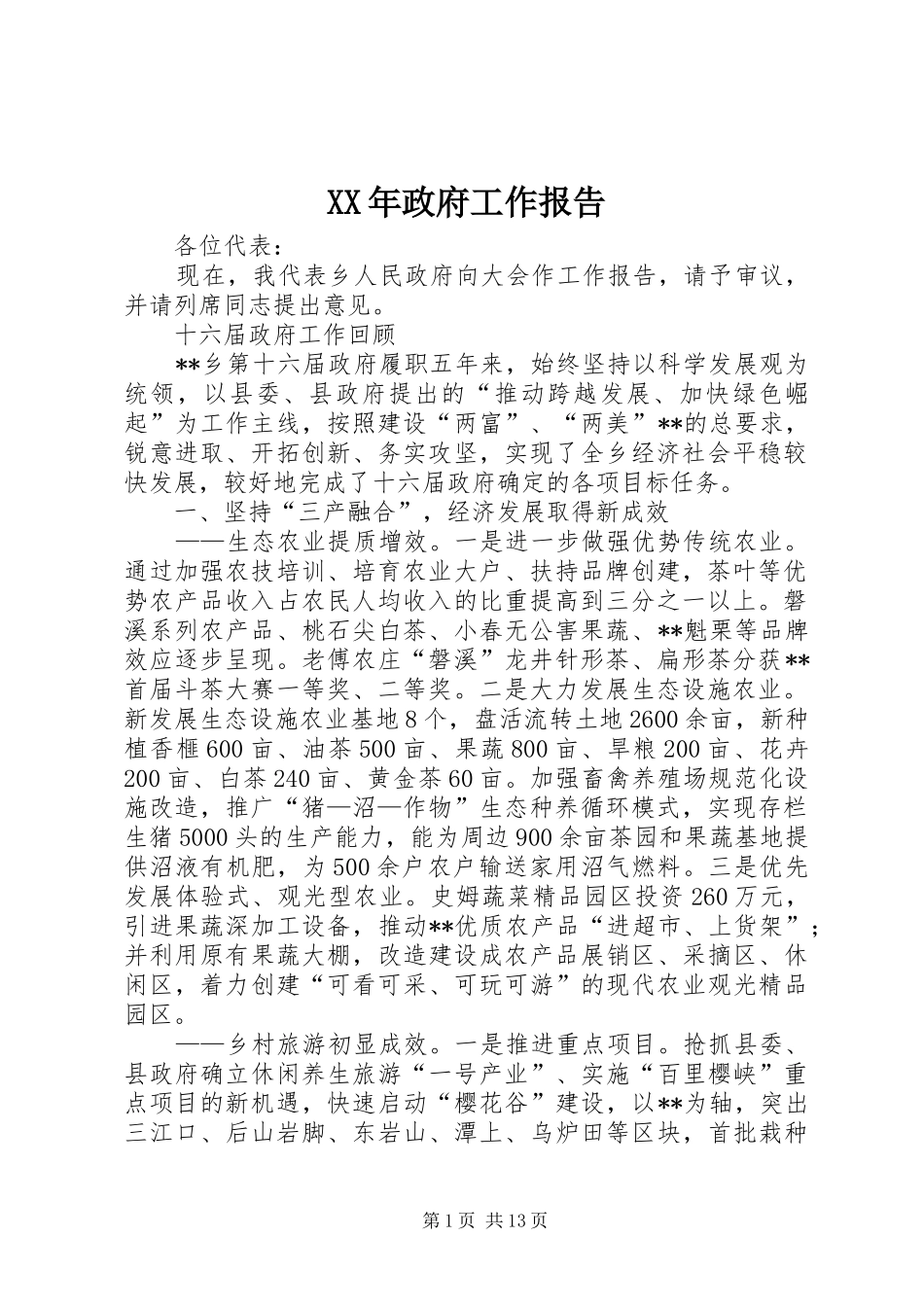 XX年政府工作报告 (18)_第1页