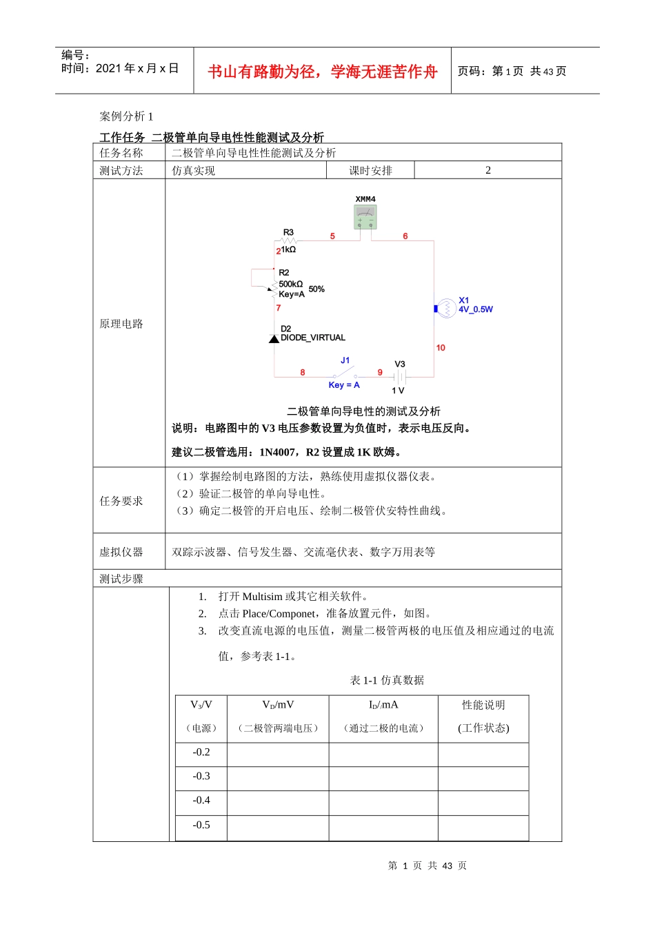 电子电工仿真训练报告_第1页