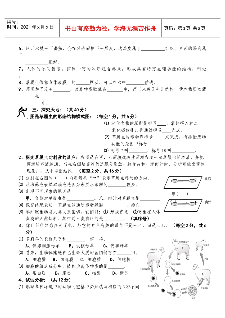 生物学科期中试题-铁东教研网首页_第3页