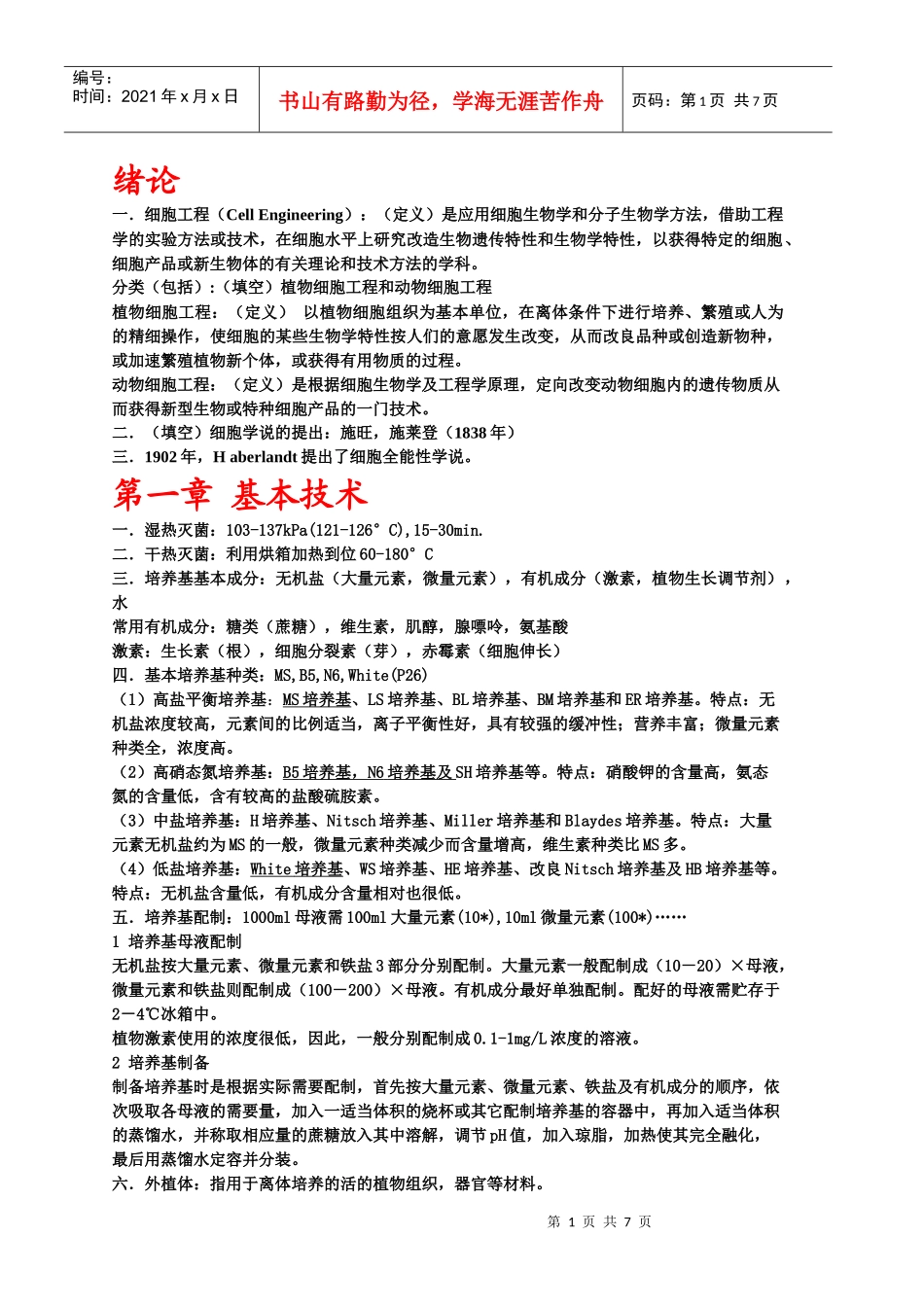 细胞工程考试总结_第1页