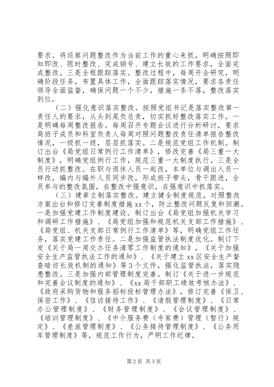 XX年巡察整改工作主要负责人组织落实情况报告（参考范文）_第2页