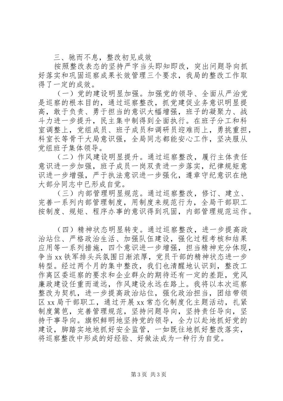 XX年巡察整改工作主要负责人组织落实情况报告（参考范文）_第3页