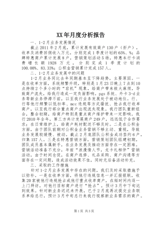 XX年月度分析报告