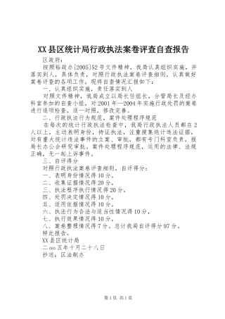 XX县区统计局行政执法案卷评查自查报告