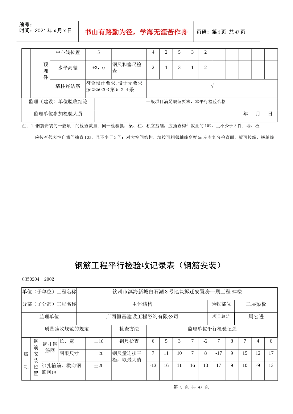 钢筋工程检验批质量验收记录_第3页