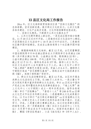 XX县区文化局工作报告