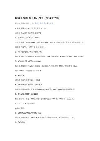 配电系统图 怎么看,符号,字母含义等