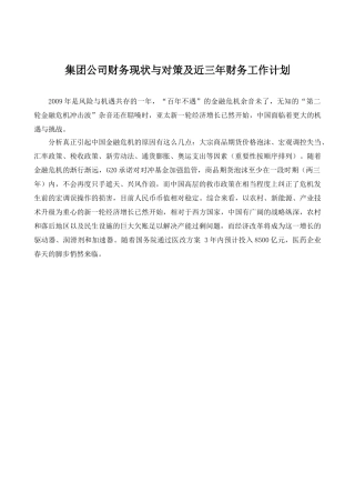 集团公司财务现状与对策及今后三年财务工作计划