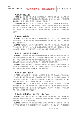 西安冶金建筑专修学院XXXX年特色专业介绍