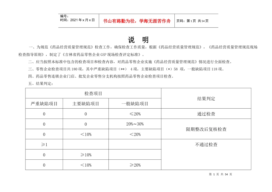 零售企业GSP现场检查评定标准_第2页