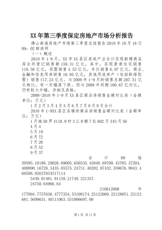 XX年第三季度保定房地产市场分析报告