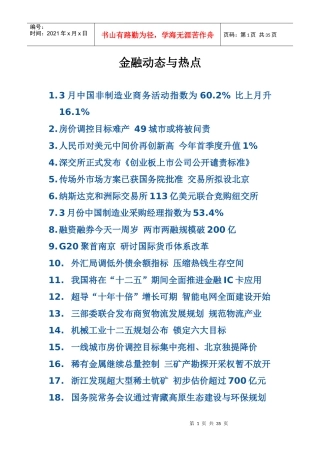 金融动态与热点