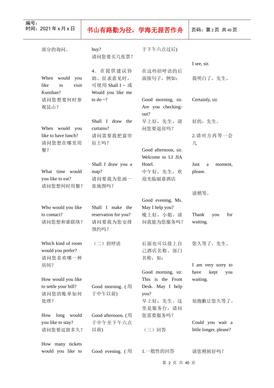 酒店前台英语口语_第2页