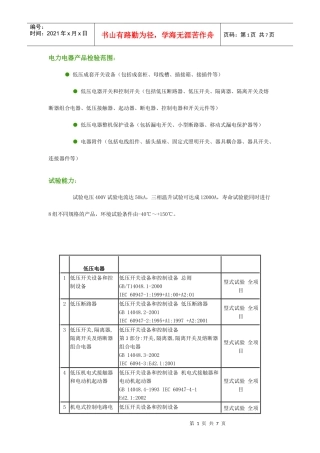 电力电器产品检验范围