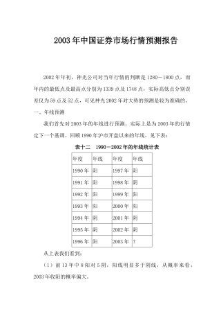 某某年中国证券市场行情预测( 14)