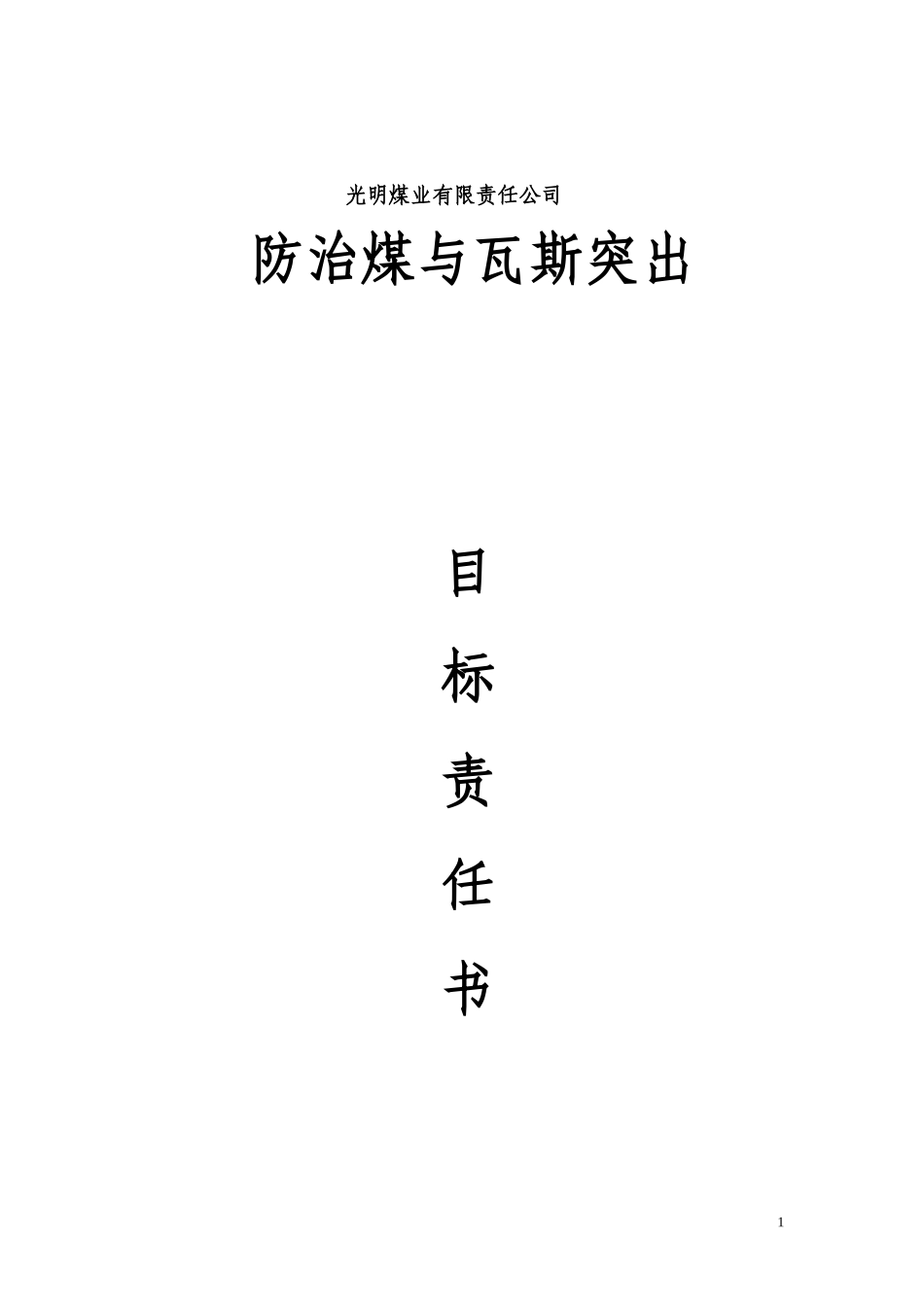 防治煤与瓦斯突出目标岗位责任书范本_第1页