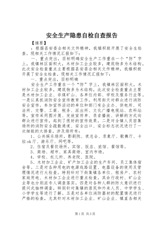 安全生产隐患自检自查报告