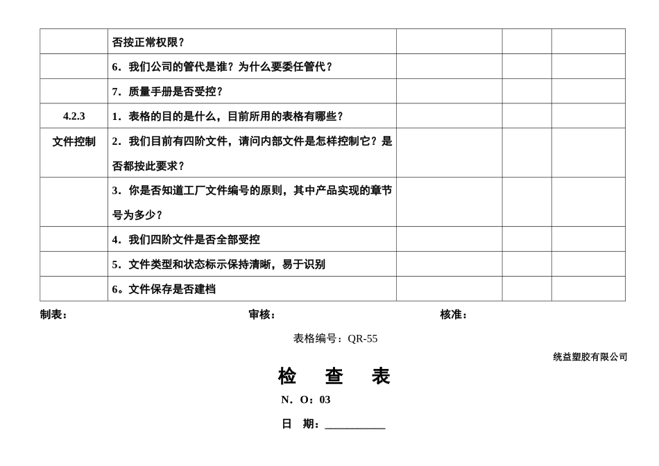 某某股份有限公司内部质量审核表_第3页