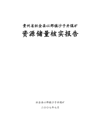 织金县沙子井煤矿资源储量核实报告(评审后修改3)