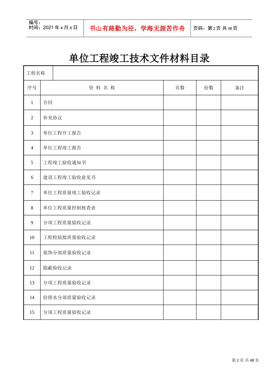 装饰装修工程验收资料表格(DOC44页)_第2页