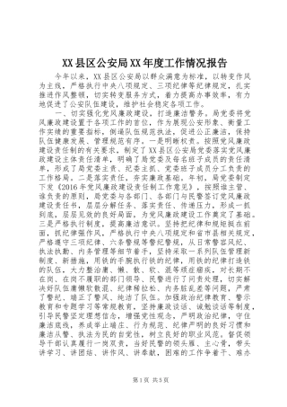 XX县区公安局XX年度工作情况报告