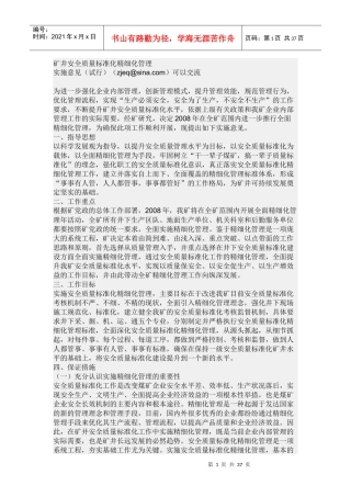 矿井安全质量标准化精细化管理