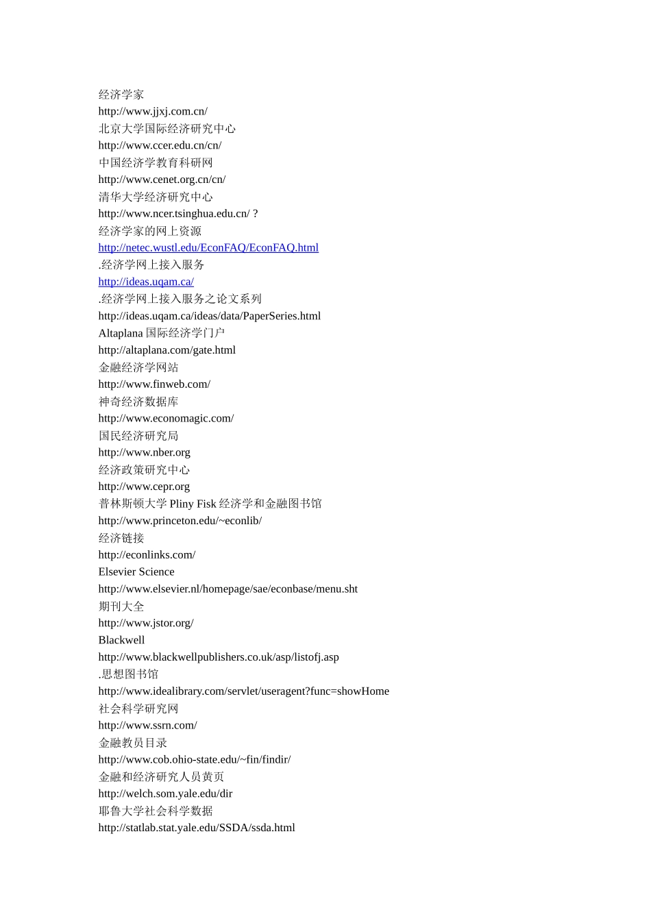 经济学相关网址大全_第1页