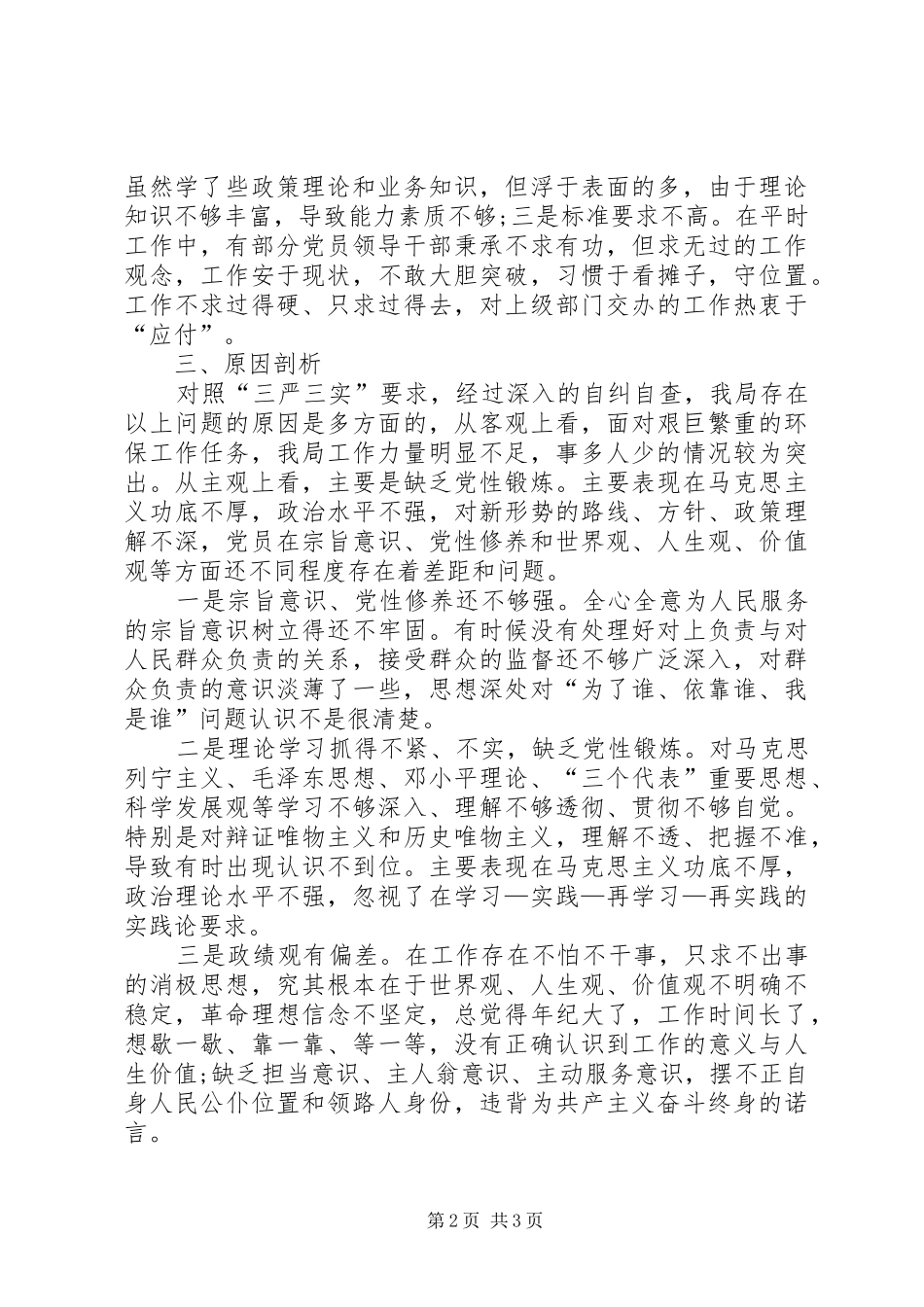 XX年三严三实自查报告及整改措施_第2页