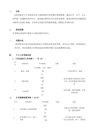 某系统工程股份有限公司派出财务负责人考核办法