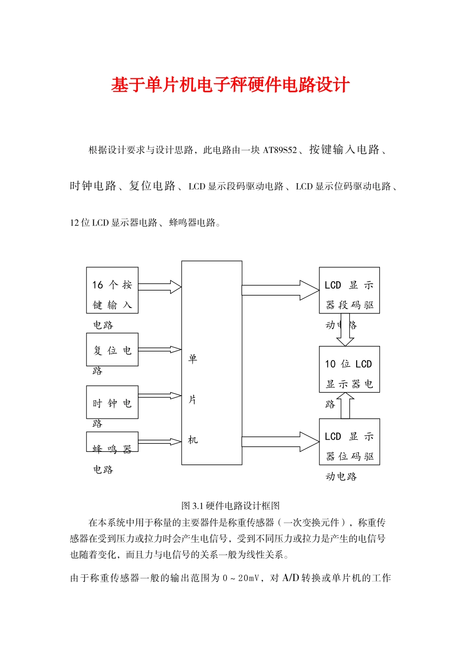 基于单片机电子秤硬件电路设计_第1页