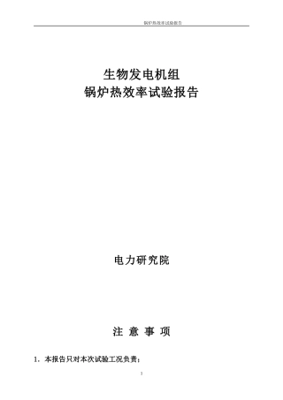 生物质锅炉 30MW机组锅炉热效率 试验报告