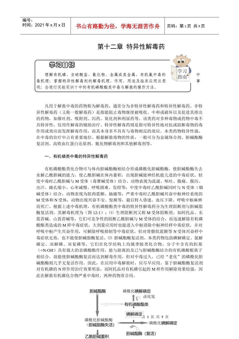 第十二章特异性解毒药-欢迎莅临辽宁农业职业技术学院精品课_第1页