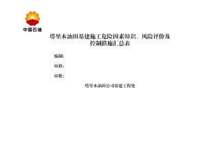 基建施工危险因素辩识风险评价及控制措施汇总表