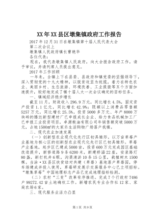 XX年XX县区墩集镇政府工作报告