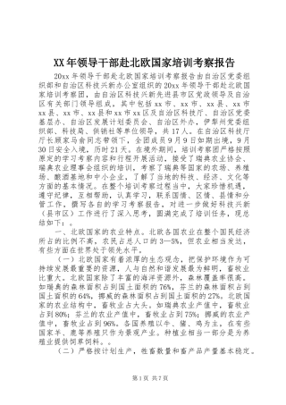 XX年领导干部赴北欧国家培训考察报告