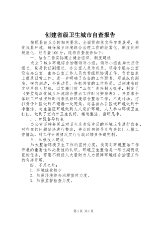 创建省级卫生城市自查报告